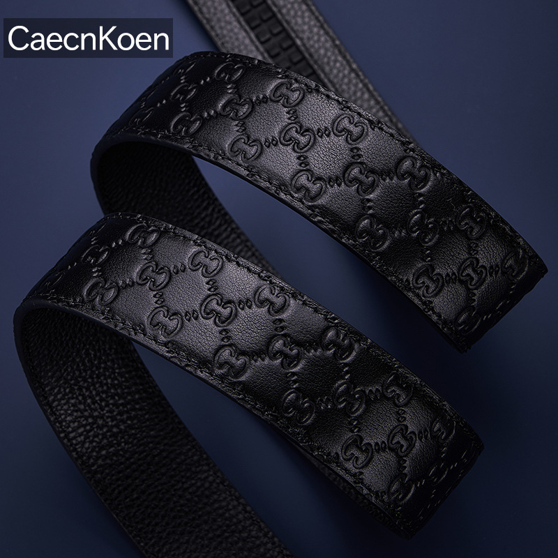 Muški kožni kaiš s automatskom kopčom — koža prvog sloja, kopča od legure