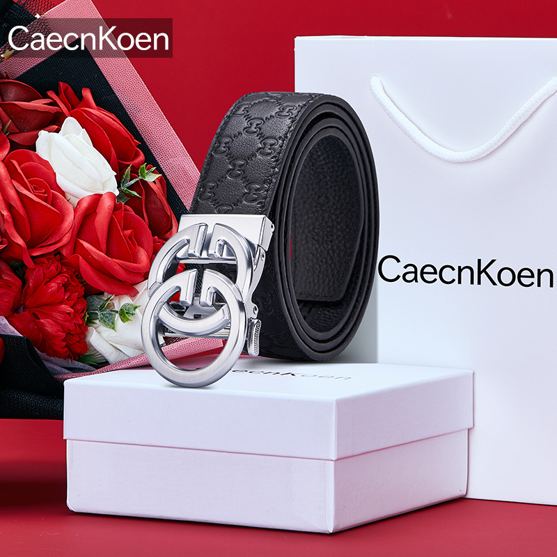 Muški kožni kaiš s automatskom kopčom — koža prvog sloja, kopča od legure