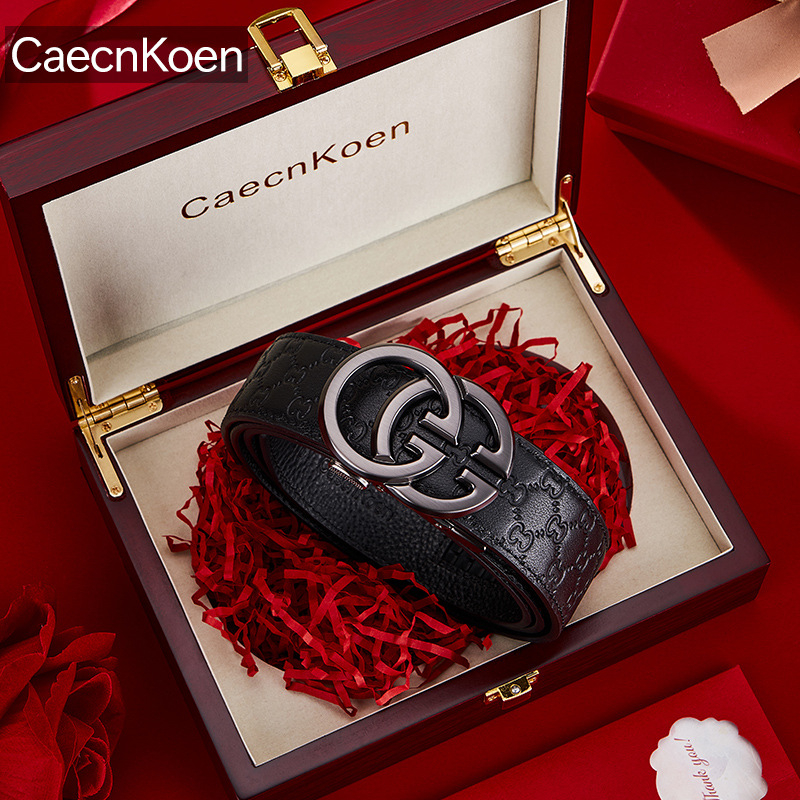 Muški kožni kaiš s automatskom kopčom — koža prvog sloja, kopča od legure