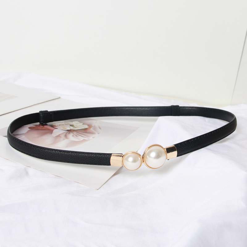 Ženski pojas za struk s perlama, umjetna koža, jednostruka kopča, svestran za kostim i džemper