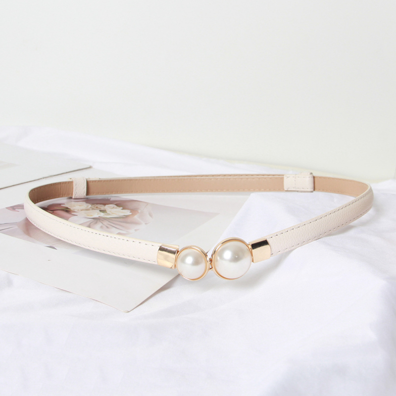 Ženski pojas za struk s perlama, umjetna koža, jednostruka kopča, svestran za kostim i džemper