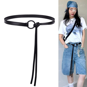 Uska strukna traka od PU kože, kopča s klinom, ručna izrada, umjetnički retro stil