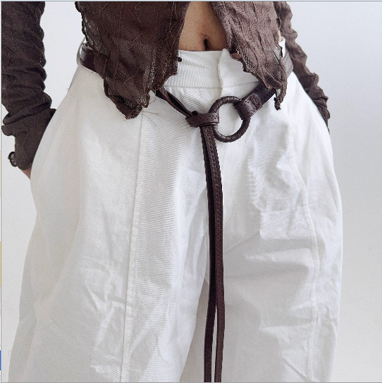 Uska strukna traka od PU kože, kopča s klinom, ručna izrada, umjetnički retro stil