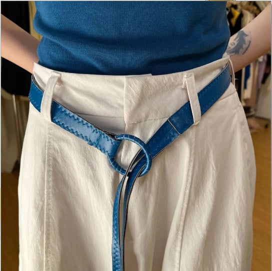 Uska strukna traka od PU kože, kopča s klinom, ručna izrada, umjetnički retro stil