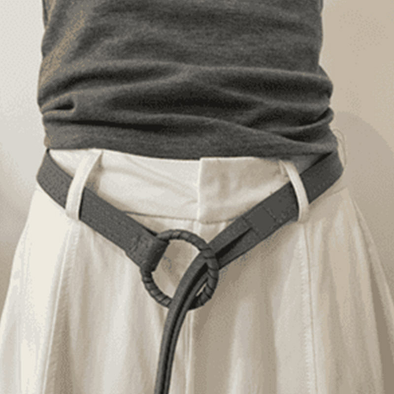 Uska strukna traka od PU kože, kopča s klinom, ručna izrada, umjetnički retro stil