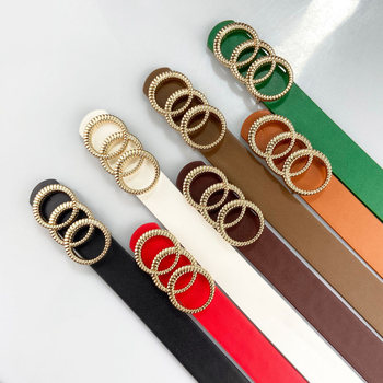 Ženski široki kaiš u korejskom stilu – PU koža, metalna kopča od legure, kopčanje na klik, širina 2–4 cm, kružni geometrijski dizajn