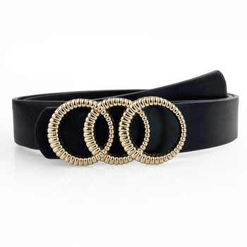 Ženski široki kaiš u korejskom stilu – PU koža, metalna kopča od legure, kopčanje na klik, širina 2–4 cm, kružni geometrijski dizajn