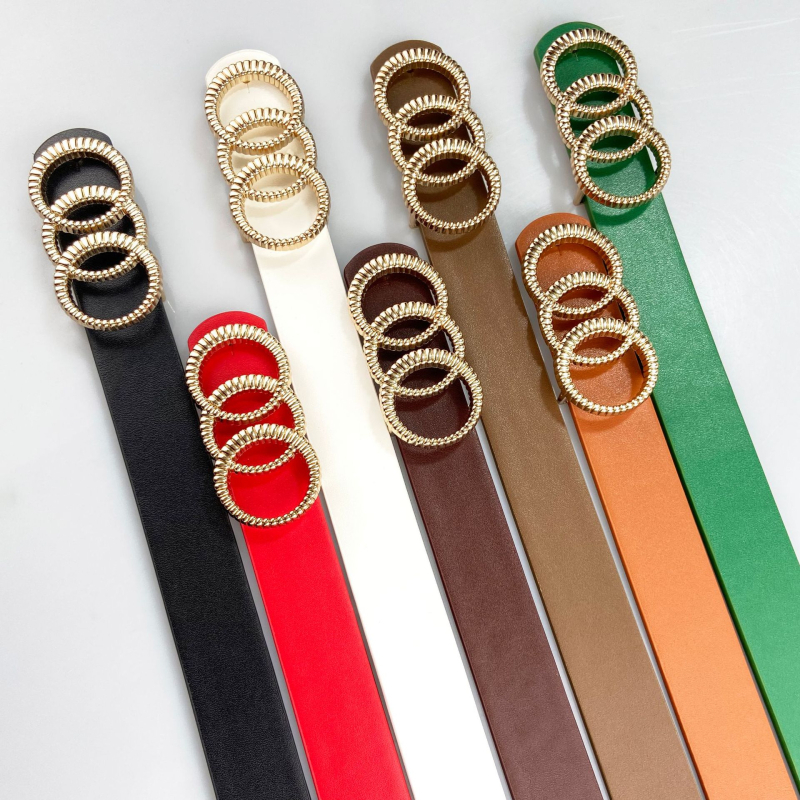 Ženski široki kaiš u korejskom stilu – PU koža, metalna kopča od legure, kopčanje na klik, širina 2–4 cm, kružni geometrijski dizajn
