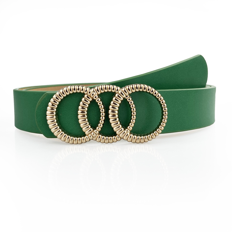 Ženski široki kaiš u korejskom stilu – PU koža, metalna kopča od legure, kopčanje na klik, širina 2–4 cm, kružni geometrijski dizajn