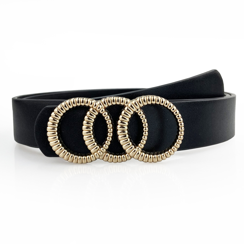 Ženski široki kaiš u korejskom stilu – PU koža, metalna kopča od legure, kopčanje na klik, širina 2–4 cm, kružni geometrijski dizajn