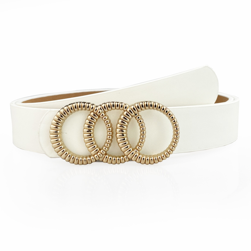 Ženski široki kaiš u korejskom stilu – PU koža, metalna kopča od legure, kopčanje na klik, širina 2–4 cm, kružni geometrijski dizajn