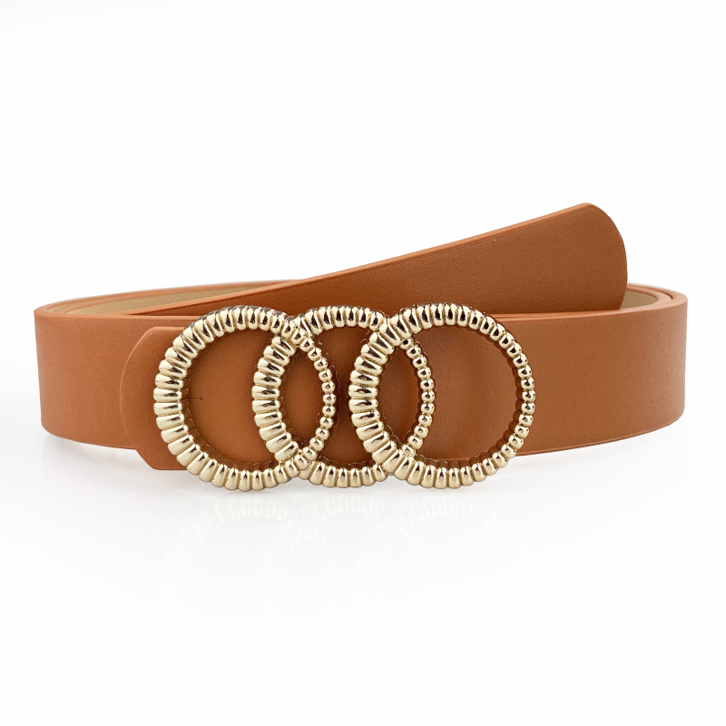Ženski široki kaiš u korejskom stilu – PU koža, metalna kopča od legure, kopčanje na klik, širina 2–4 cm, kružni geometrijski dizajn