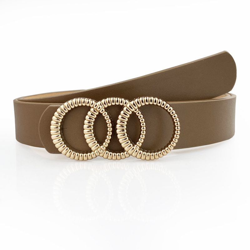 Ženski široki kaiš u korejskom stilu – PU koža, metalna kopča od legure, kopčanje na klik, širina 2–4 cm, kružni geometrijski dizajn