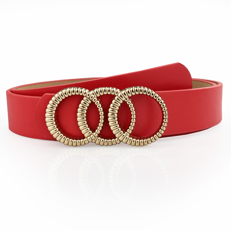 Ženski široki kaiš u korejskom stilu – PU koža, metalna kopča od legure, kopčanje na klik, širina 2–4 cm, kružni geometrijski dizajn