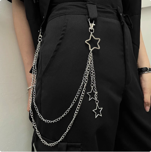 Lanac za struk, hip-hop stil, metal, unisex, duljina ispod 60 cm, širina 2–4 cm