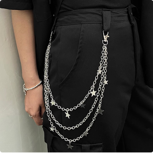 Lanac za struk, hip-hop stil, metal, unisex, duljina ispod 60 cm, širina 2–4 cm