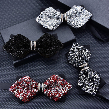 Unisex bow tie ar kristāliem kāzām un pasākumiem; poliesters, kristāli, sakausējums
