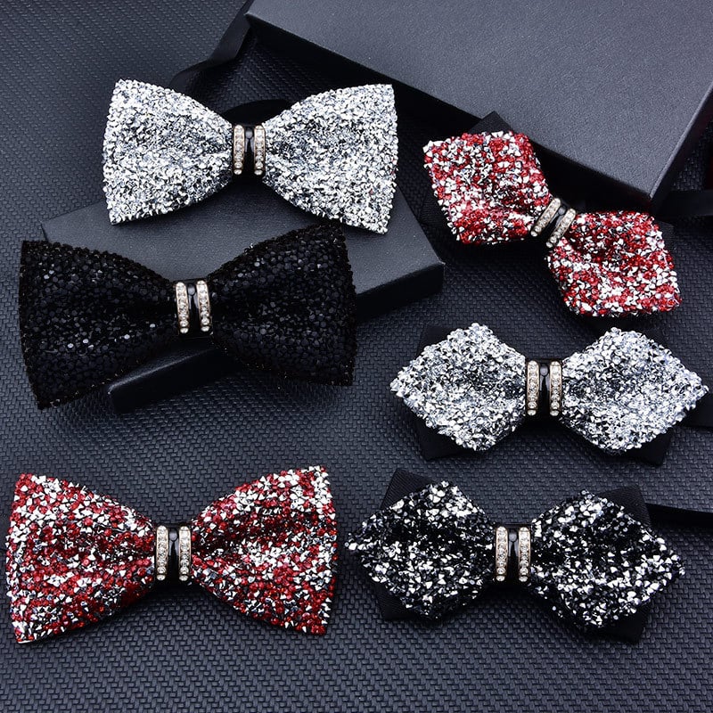 Unisex bow tie ar kristāliem kāzām un pasākumiem; poliesters, kristāli, sakausējums