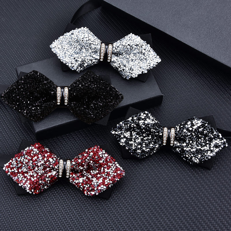 Unisex bow tie ar kristāliem kāzām un pasākumiem; poliesters, kristāli, sakausējums