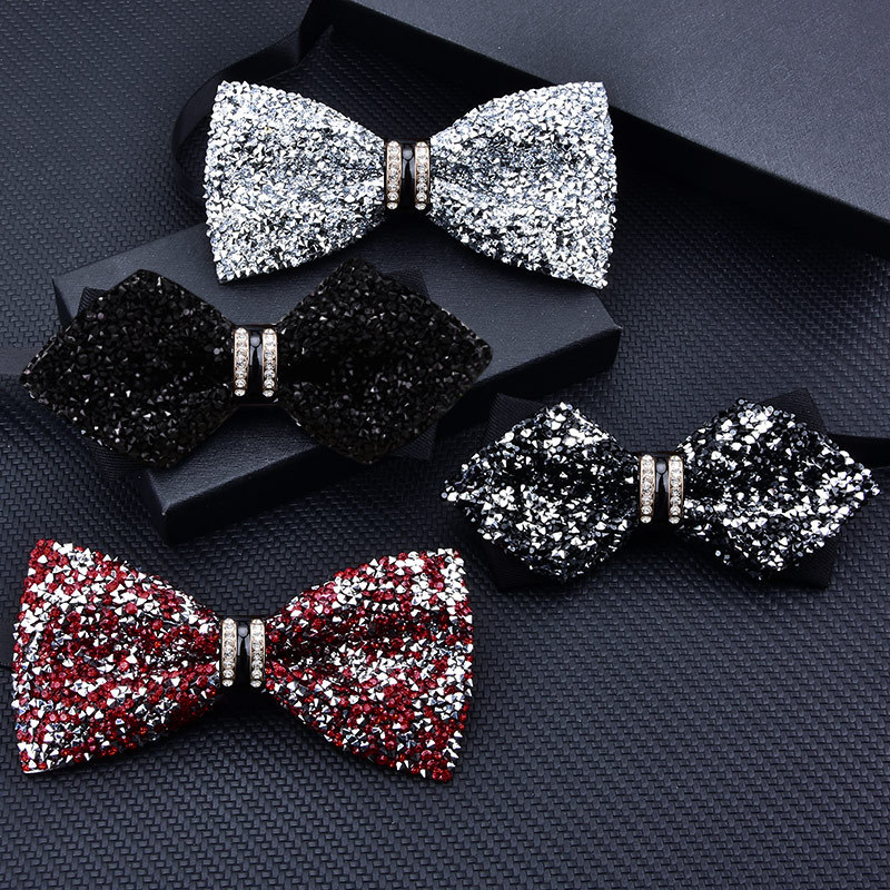 Unisex bow tie ar kristāliem kāzām un pasākumiem; poliesters, kristāli, sakausējums