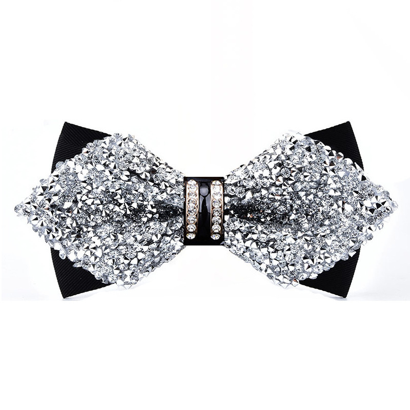 Unisex bow tie ar kristāliem kāzām un pasākumiem; poliesters, kristāli, sakausējums