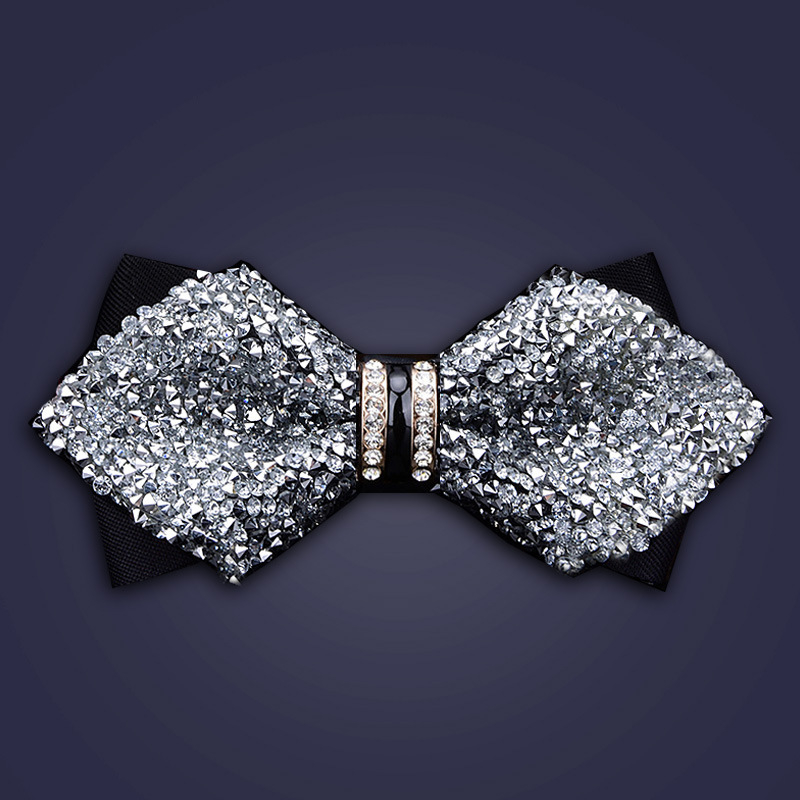 Unisex bow tie ar kristāliem kāzām un pasākumiem; poliesters, kristāli, sakausējums