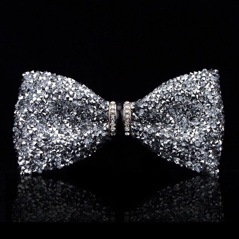 Unisex bow tie ar kristāliem kāzām un pasākumiem; poliesters, kristāli, sakausējums