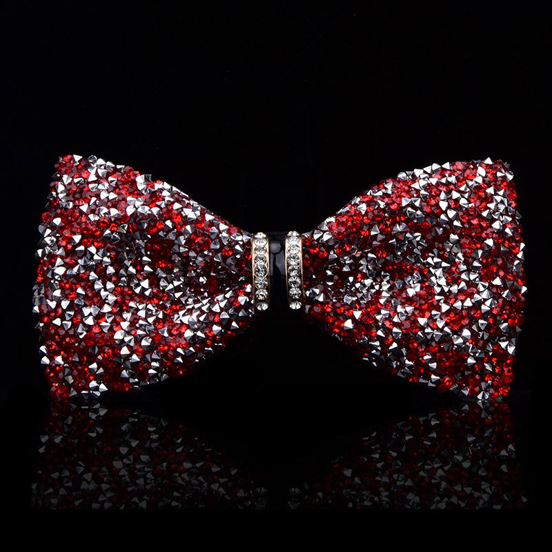 Unisex bow tie ar kristāliem kāzām un pasākumiem; poliesters, kristāli, sakausējums