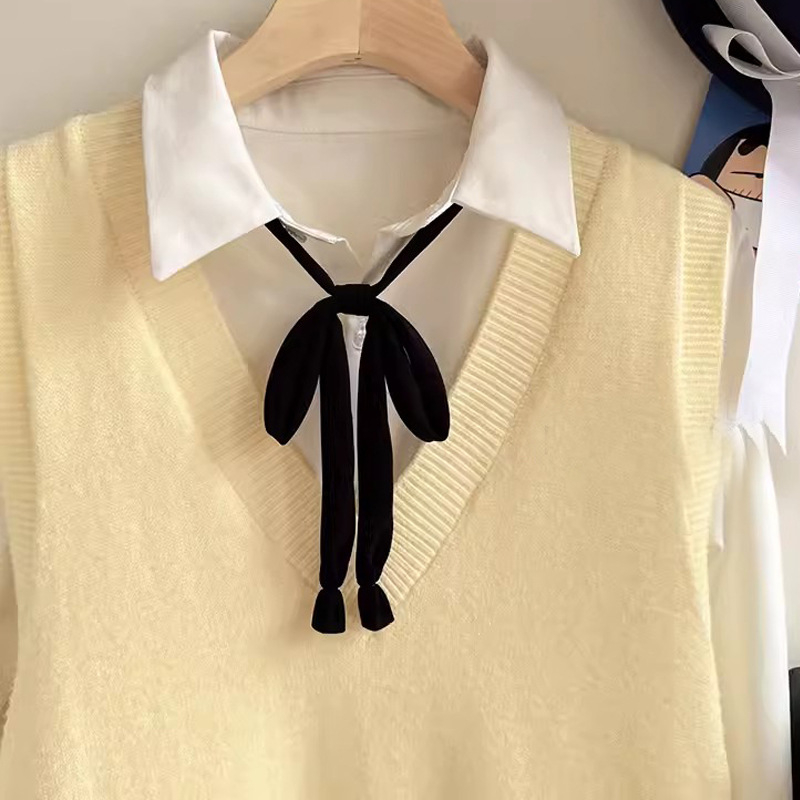 Bow Tie Kakla zieds - Poliesteris, Yarn-Dyed, Plakana galviņa, Korejas stils, Elastīga netkaina iekšējā odere
