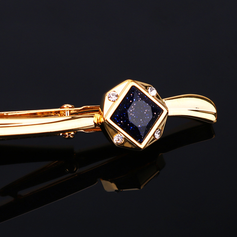 Kravatu sprādze no sakausējuma, ģeometriskais raksts ar diamanta motīvu, plakana galva, universāla, piemērota biznesa vakariņām un kāzām