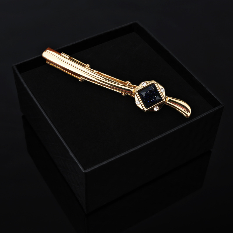 Kravatu sprādze no sakausējuma, ģeometriskais raksts ar diamanta motīvu, plakana galva, universāla, piemērota biznesa vakariņām un kāzām