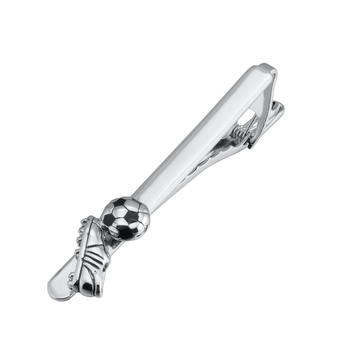 Set din alamă cu butoni de manșetă, clips de cravată și broșă – unisex, temă fotbal, finisaj electroplating, personalizabil