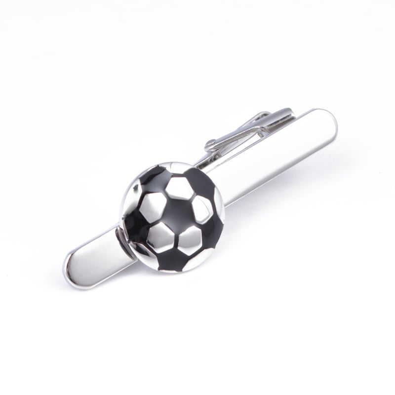 Set din alamă cu butoni de manșetă, clips de cravată și broșă – unisex, temă fotbal, finisaj electroplating, personalizabil