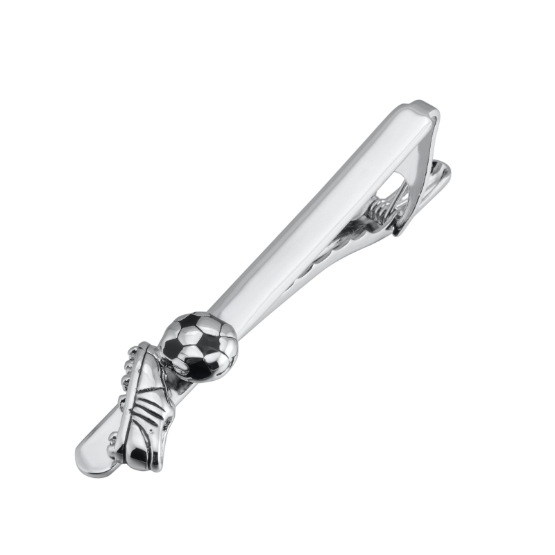 Set din alamă cu butoni de manșetă, clips de cravată și broșă – unisex, temă fotbal, finisaj electroplating, personalizabil