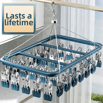 Džiovinimo klipsai – Aliuminio lydinio kojinių klipsai su nerūdijančio plieno komponentais, 50 vnt., skirtas apatiniam drabužiui, kojinėms, šalikams ir kaklaraiščiams, prekinis ženklas Heron