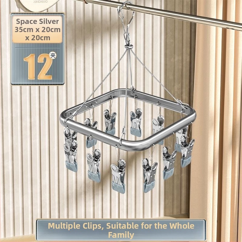 Džiovinimo klipsai – Aliuminio lydinio kojinių klipsai su nerūdijančio plieno komponentais, 50 vnt., skirtas apatiniam drabužiui, kojinėms, šalikams ir kaklaraiščiams, prekinis ženklas Heron