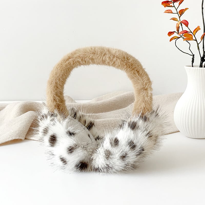 Leopard print plišane zaštitne za uši za žene – toplina i zaštita od vjetra; zima, proljeće, jesen