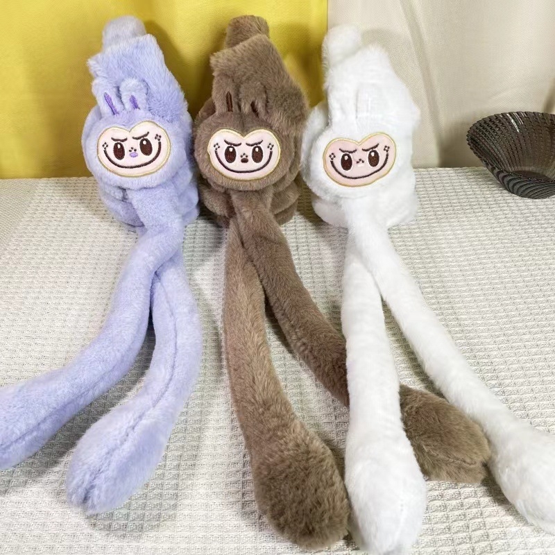 Fangwei Jewelry Dječje plišane ušne zaštitne maskice s pokretnim ušima Labubu zeko cartoon, zimna toplina, za vanjsku upotrebu