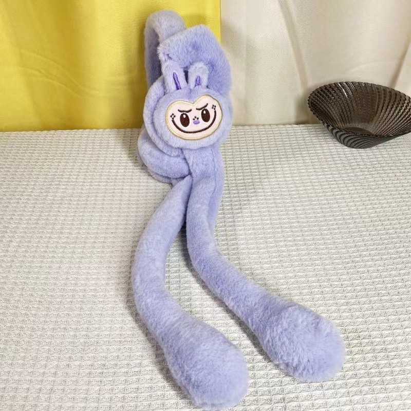 Fangwei Jewelry Dječje plišane ušne zaštitne maskice s pokretnim ušima Labubu zeko cartoon, zimna toplina, za vanjsku upotrebu