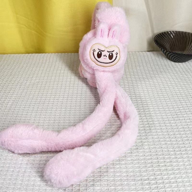 Fangwei Jewelry Dječje plišane ušne zaštitne maskice s pokretnim ušima Labubu zeko cartoon, zimna toplina, za vanjsku upotrebu