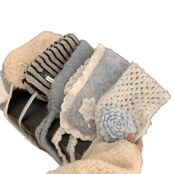 Unisex grijač za uši i šal s vezicama, pamuk, jednobojni, sklopni stil, održava toplinu, zima 2025