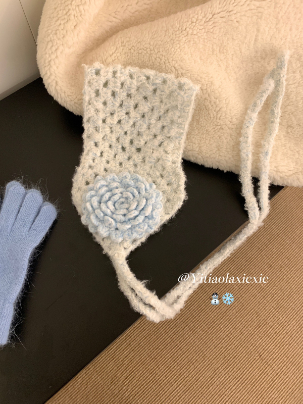 Unisex grijač za uši i šal s vezicama, pamuk, jednobojni, sklopni stil, održava toplinu, zima 2025