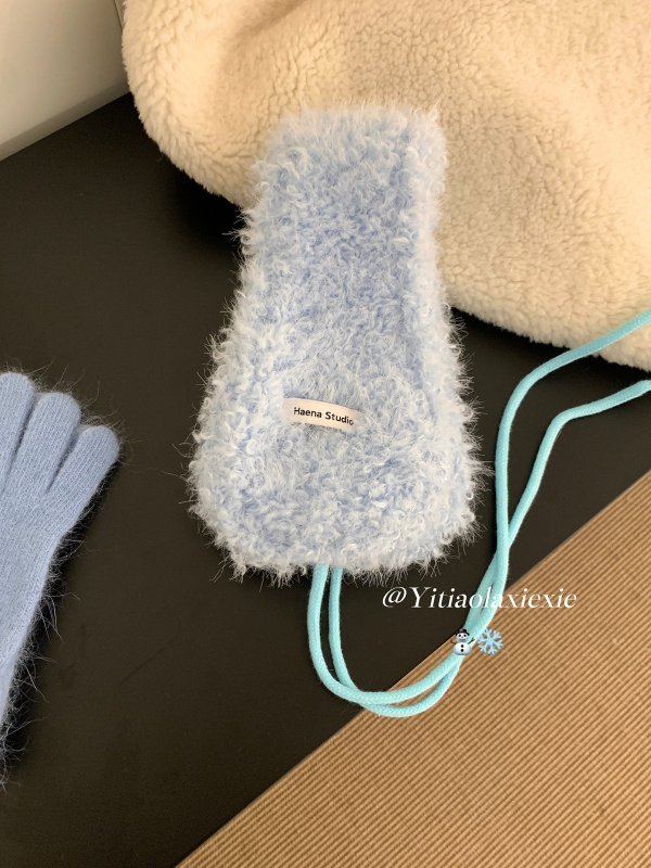 Unisex grijač za uši i šal s vezicama, pamuk, jednobojni, sklopni stil, održava toplinu, zima 2025