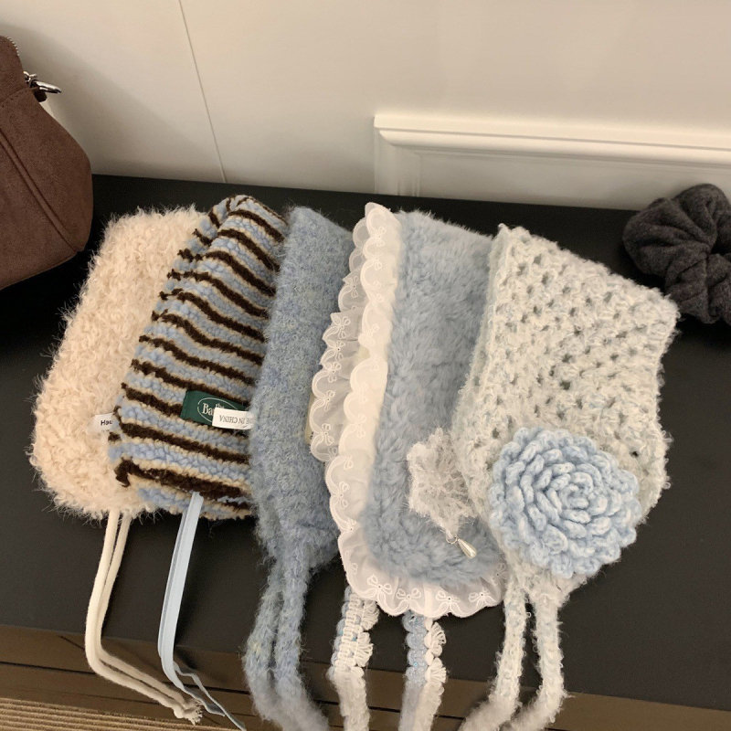 Unisex grijač za uši i šal s vezicama, pamuk, jednobojni, sklopni stil, održava toplinu, zima 2025