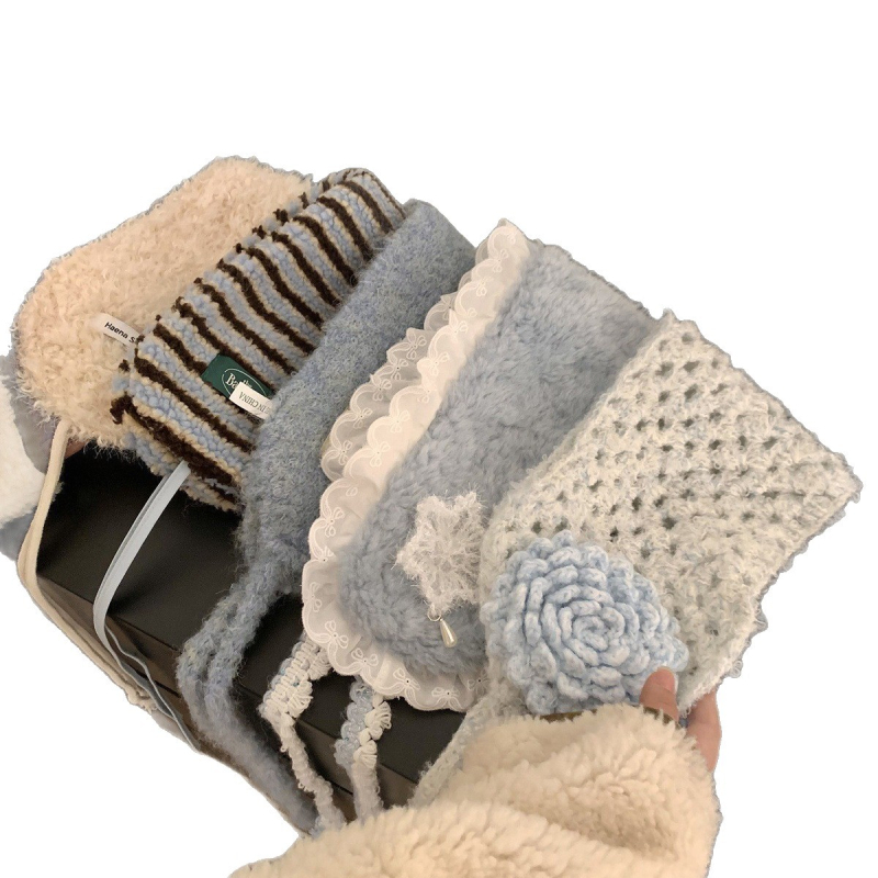 Unisex grijač za uši i šal s vezicama, pamuk, jednobojni, sklopni stil, održava toplinu, zima 2025