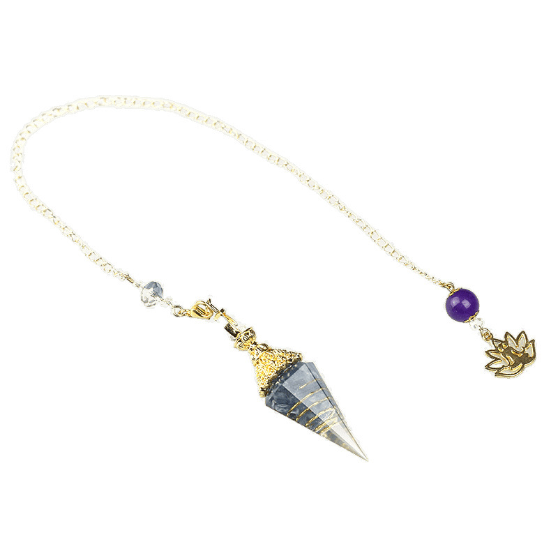 Ametiszt kristállyal nyaklánc, geometriai medál, kézzel készített, retro stílus