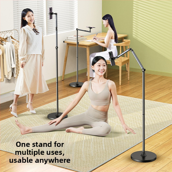 Tiešraides statīvs mobilajiem tālruņiem un planšetēm – alumīnijs, universāls, grīdas statīvs vertikālai uzņemšanai