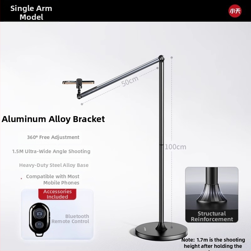 Tiešraides statīvs mobilajiem tālruņiem un planšetēm – alumīnijs, universāls, grīdas statīvs vertikālai uzņemšanai