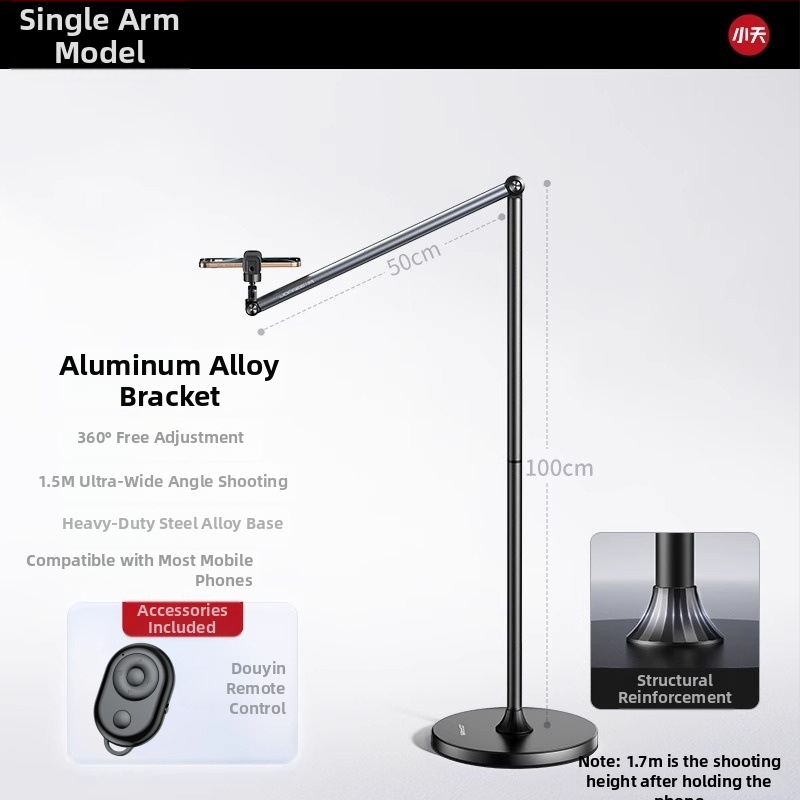 Tiešraides statīvs mobilajiem tālruņiem un planšetēm – alumīnijs, universāls, grīdas statīvs vertikālai uzņemšanai