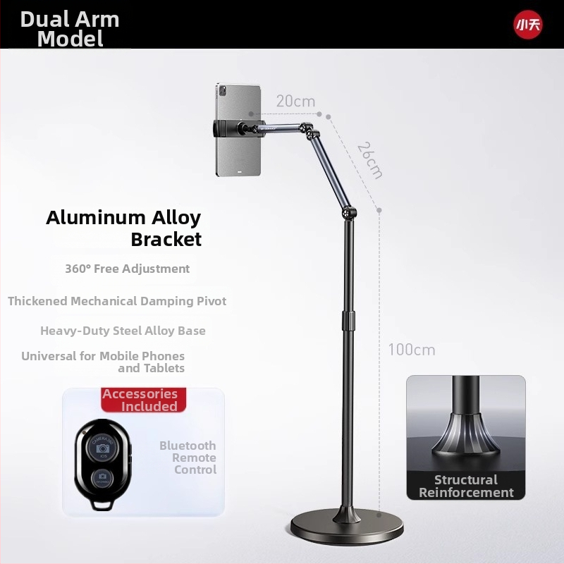 Tiešraides statīvs mobilajiem tālruņiem un planšetēm – alumīnijs, universāls, grīdas statīvs vertikālai uzņemšanai